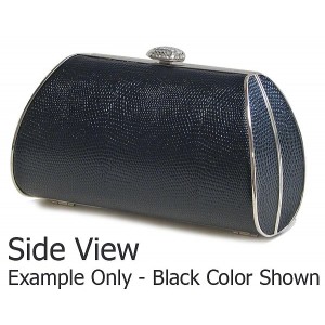 Evening Bag - 12 PCS - Lizard Skin Like Embossed w/ Swarovski Crystal Accent Closure - Silver - BG-HPZ655S